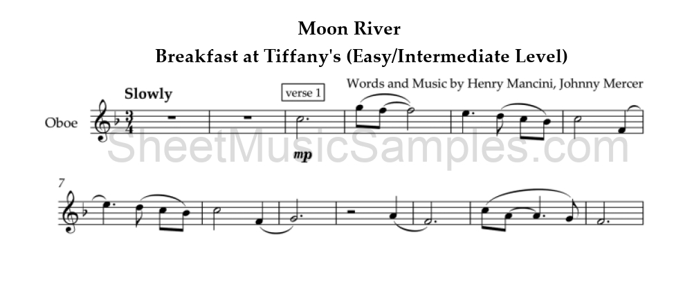 Moon River - Breakfast at Tiffany's (Easy/Intermediate Level)