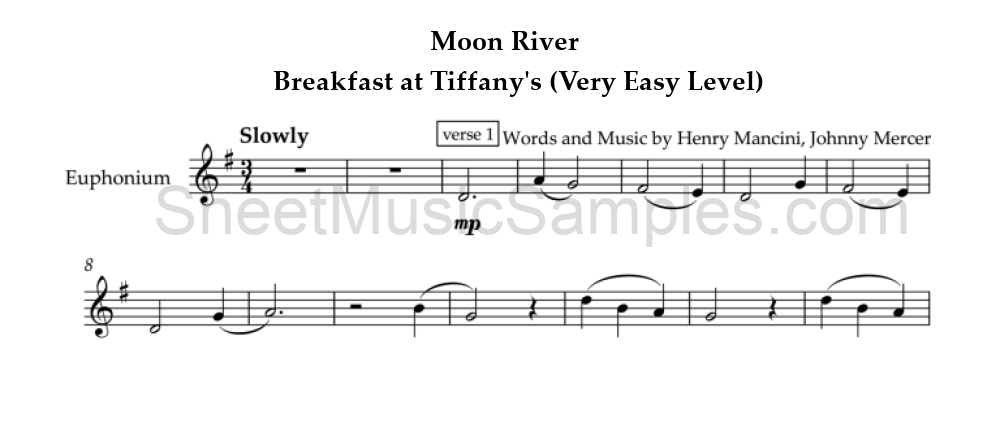 Moon River - Breakfast at Tiffany's (Very Easy Level)