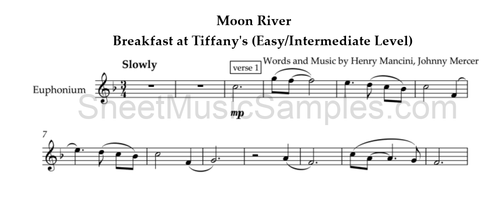 Moon River - Breakfast at Tiffany's (Easy/Intermediate Level)