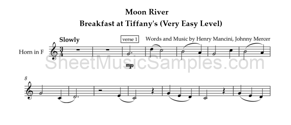 Moon River - Breakfast at Tiffany's (Very Easy Level)