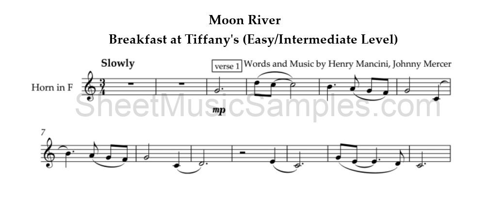 Moon River - Breakfast at Tiffany's (Easy/Intermediate Level)