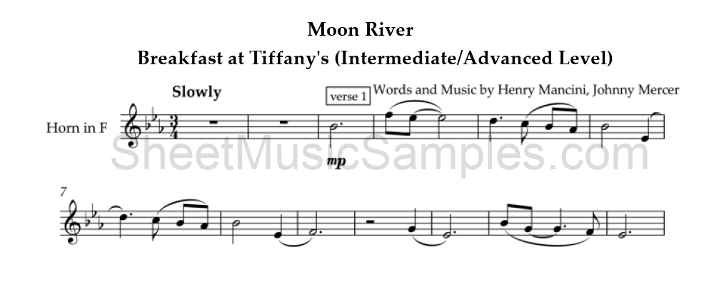 Moon River - Breakfast at Tiffany's (Intermediate/Advanced Level)