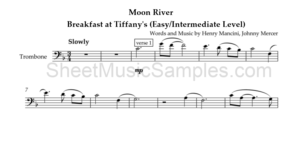 Moon River - Breakfast at Tiffany's (Easy/Intermediate Level)