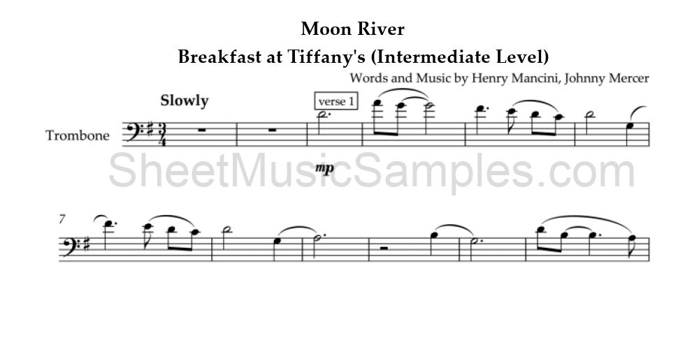 Moon River - Breakfast at Tiffany's (Intermediate Level)