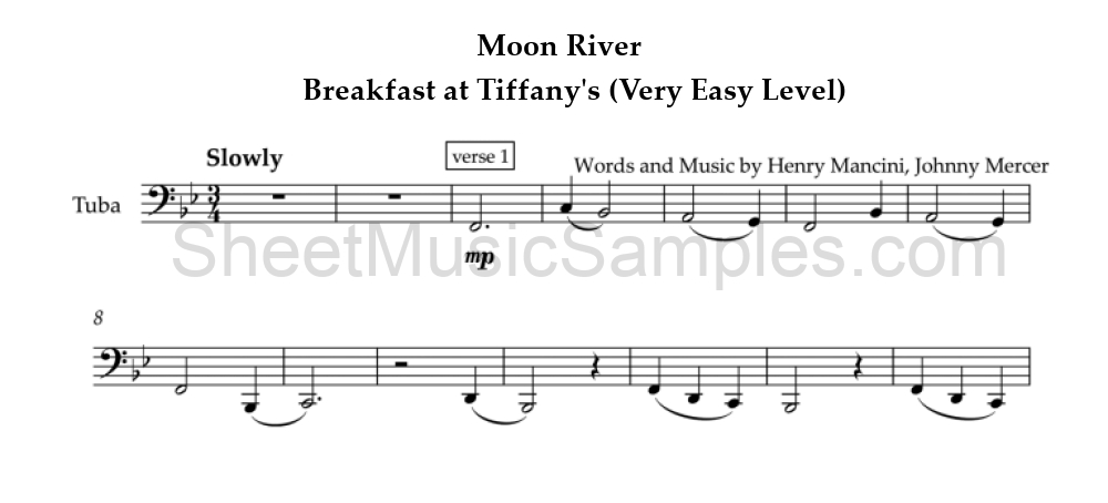 Moon River - Breakfast at Tiffany's (Very Easy Level)