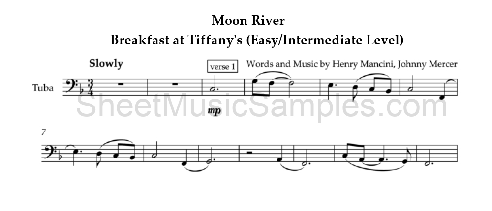 Moon River - Breakfast at Tiffany's (Easy/Intermediate Level)