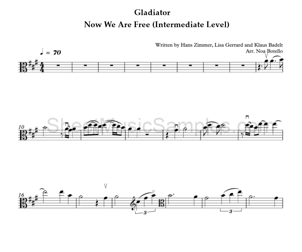 Gladiator - Now We Are Free (Intermediate Level)