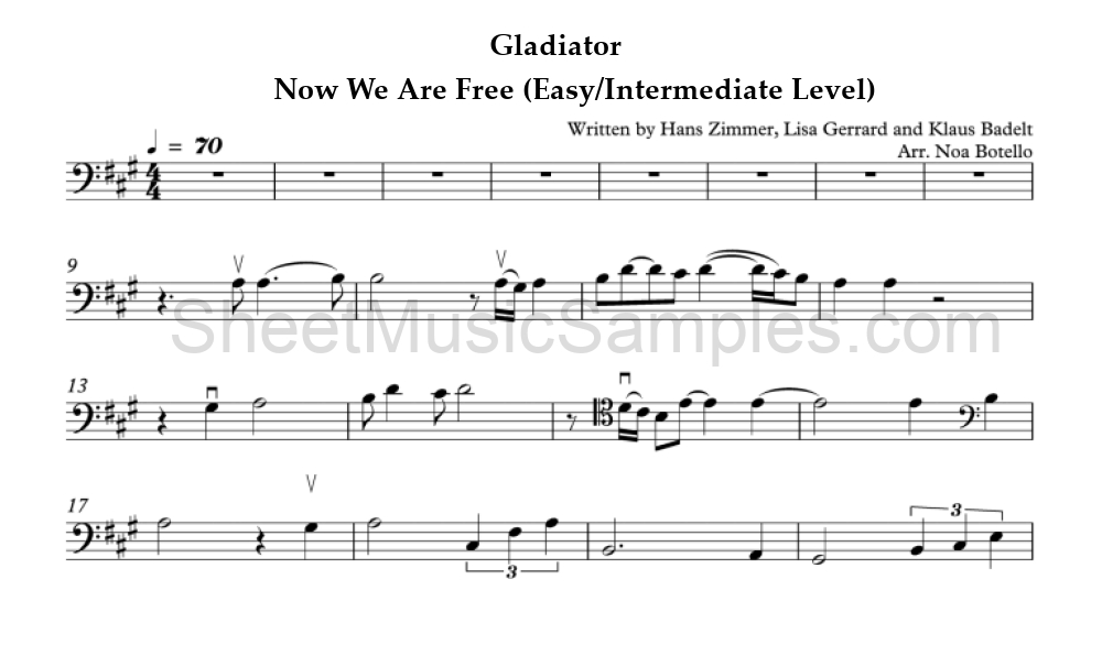 Gladiator - Now We Are Free (Easy/Intermediate Level)