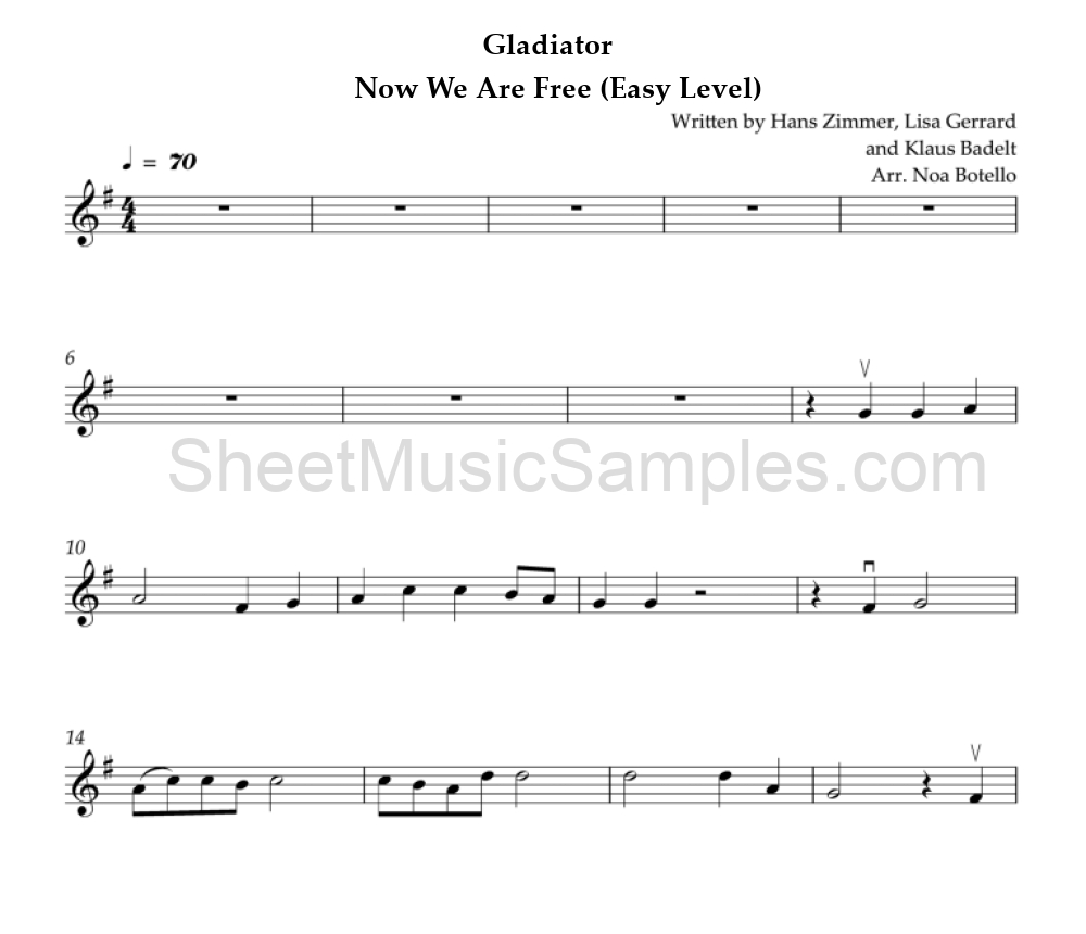 Gladiator - Now We Are Free (Easy Level)