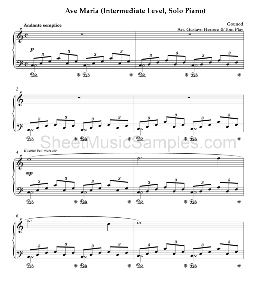 Ave Maria (Intermediate Level, Solo Piano)