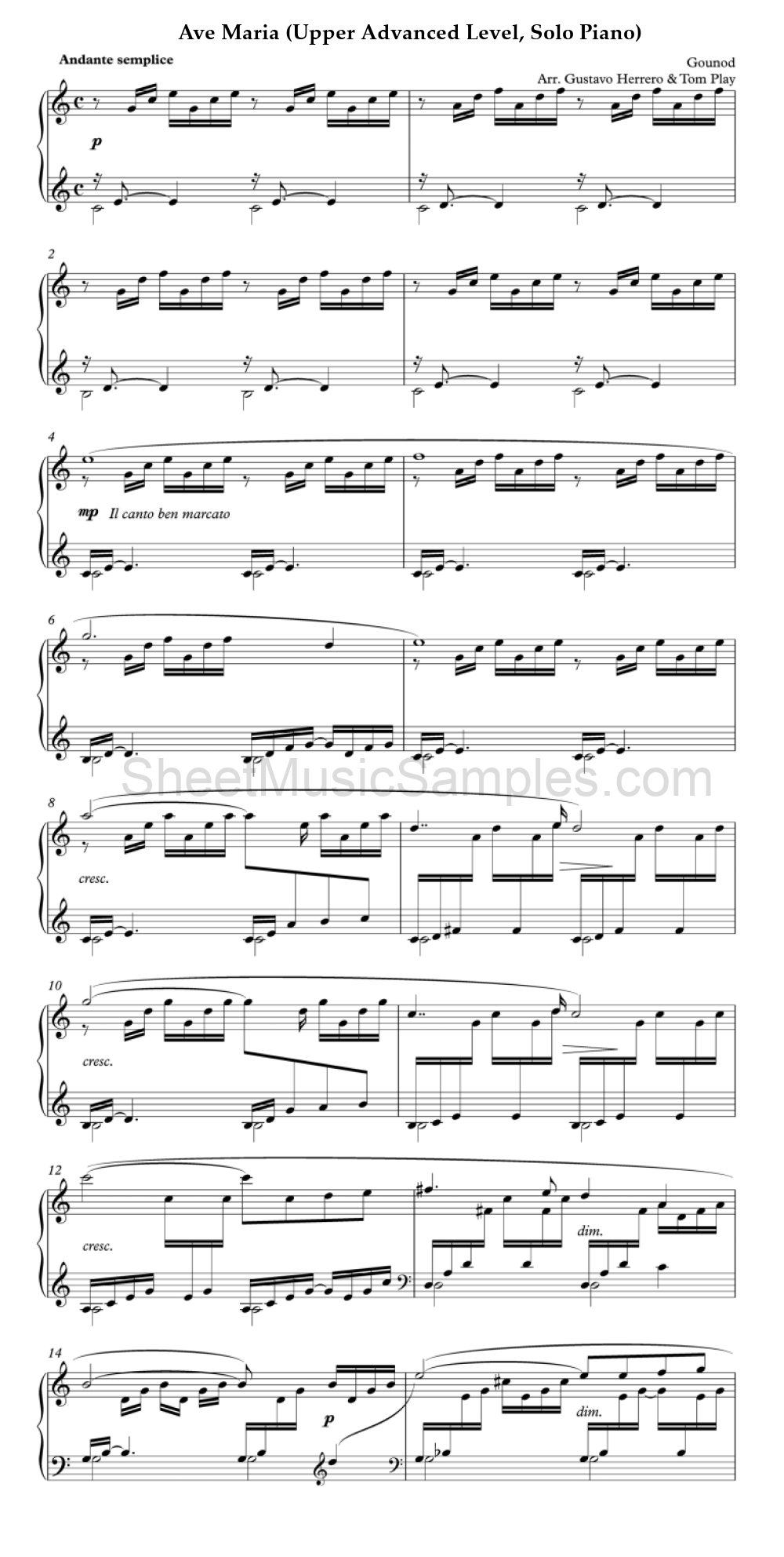 Ave Maria (Upper Advanced Level, Solo Piano)