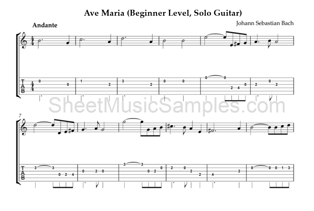 Ave Maria (Beginner Level, Solo Guitar)