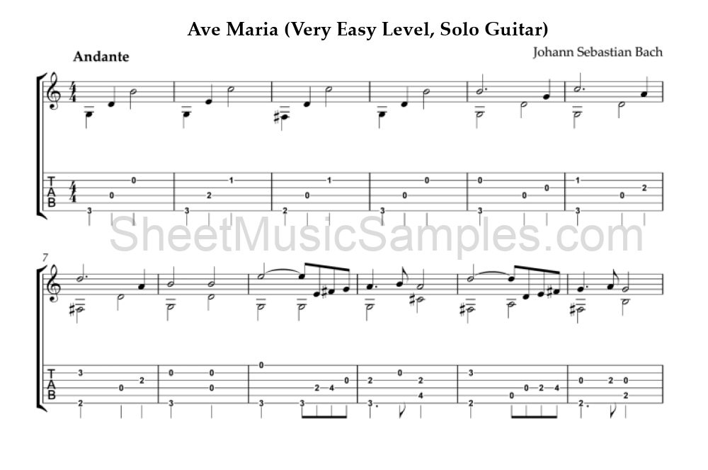 Ave Maria (Very Easy Level, Solo Guitar)