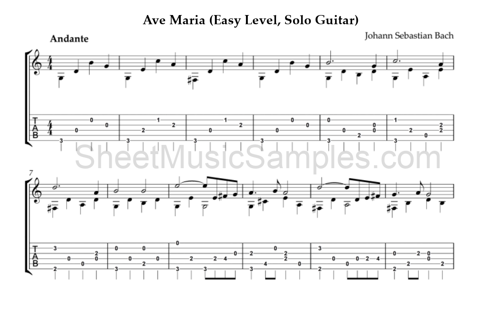 Ave Maria (Easy Level, Solo Guitar)