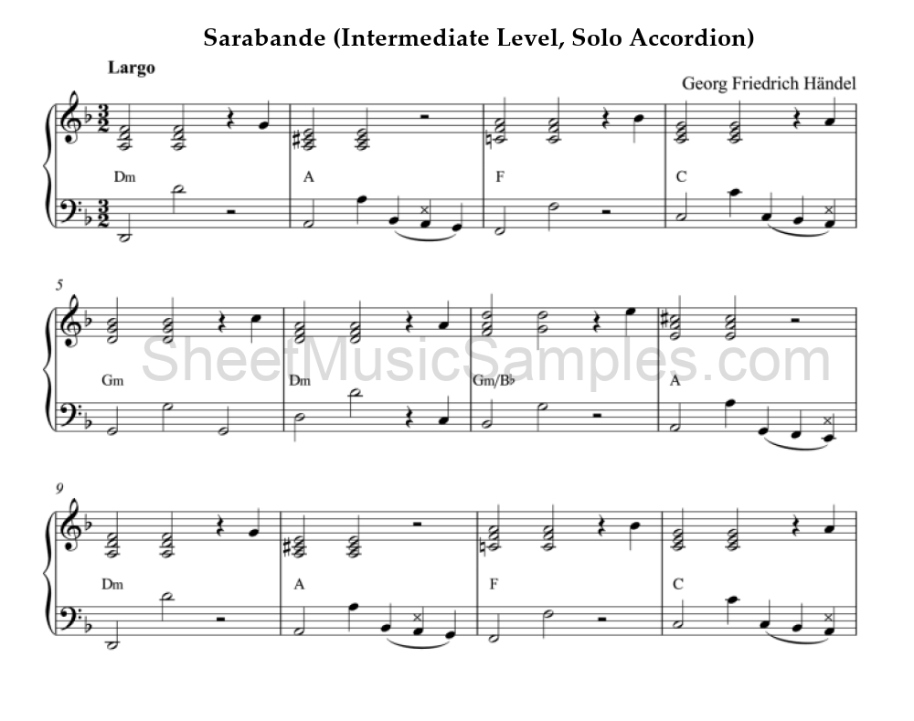 Sarabande (Intermediate Level, Solo Accordion)