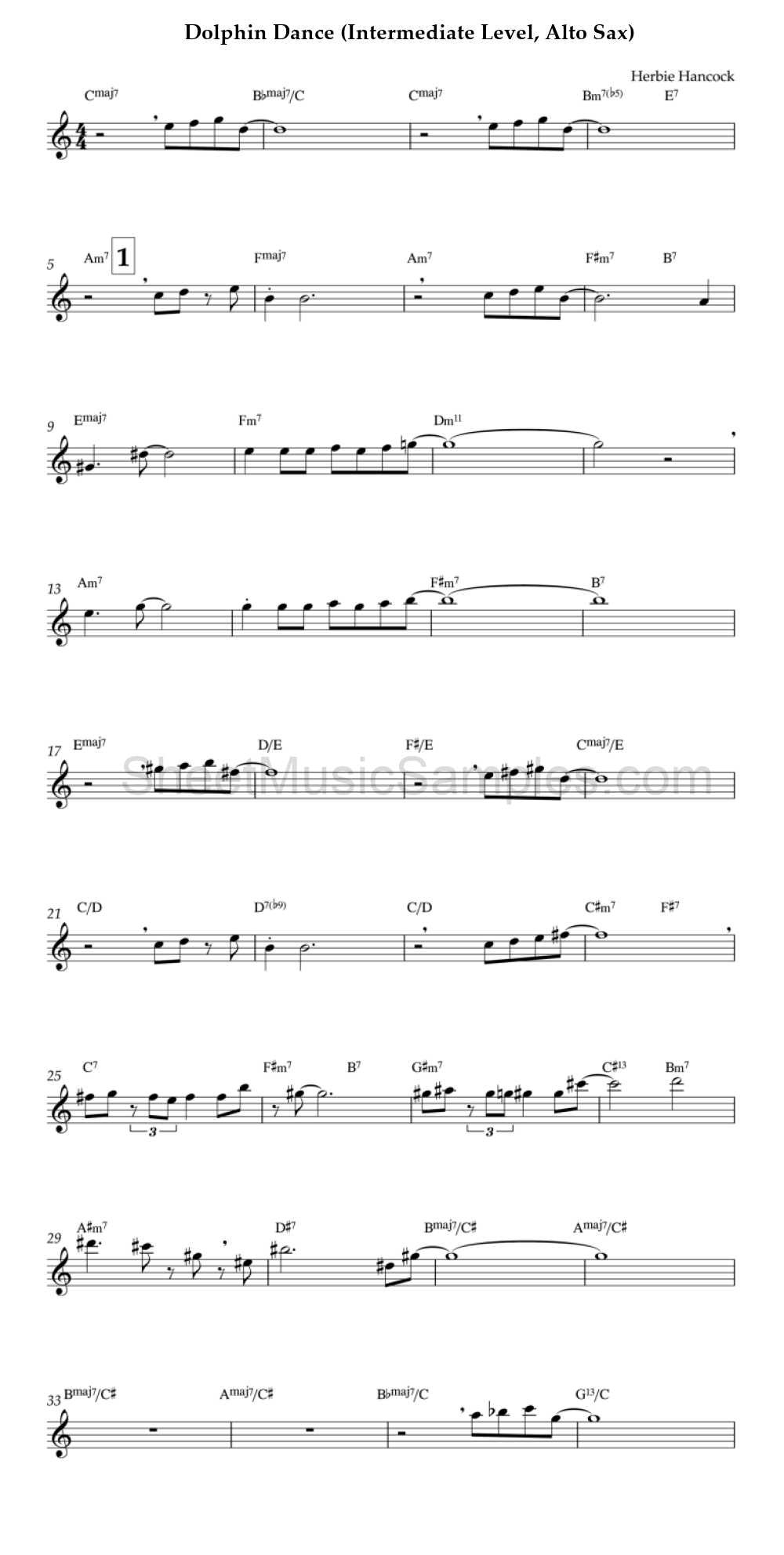 Dolphin Dance (Intermediate Level, Alto Sax)