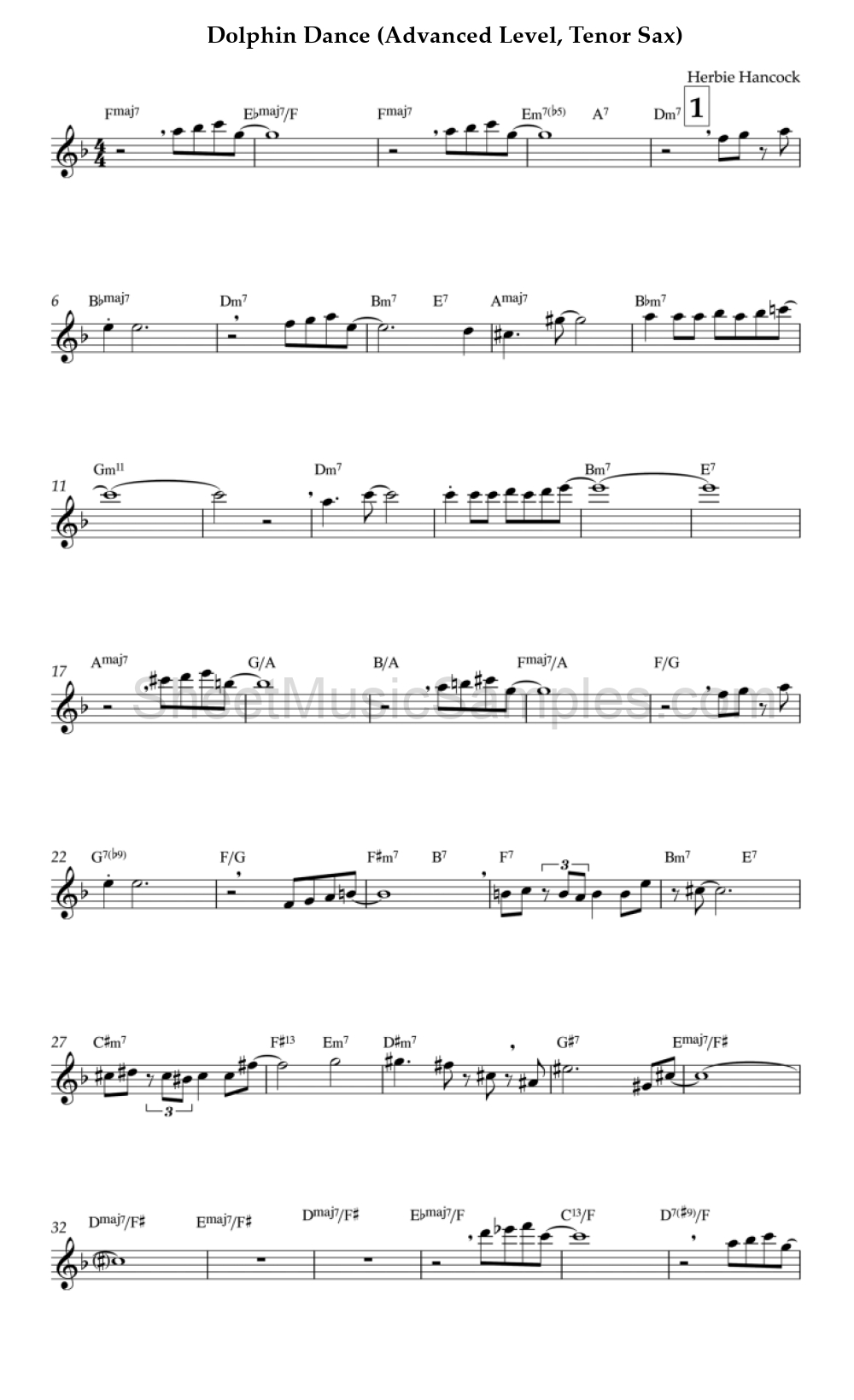 Dolphin Dance (Advanced Level, Tenor Sax)