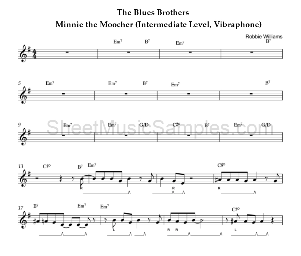 The Blues Brothers - Minnie the Moocher (Intermediate Level, Vibraphone)