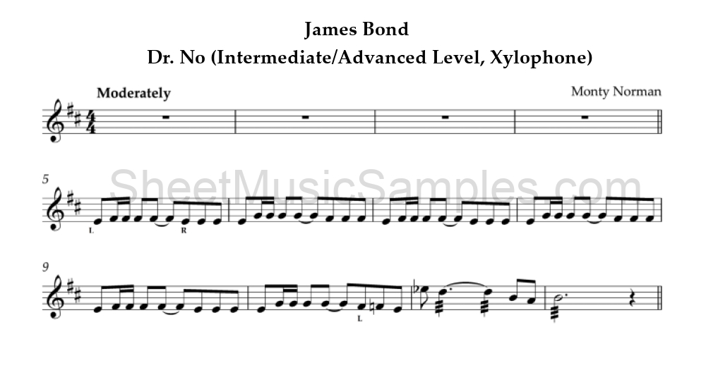 James Bond - Dr. No (Intermediate/Advanced Level, Xylophone)