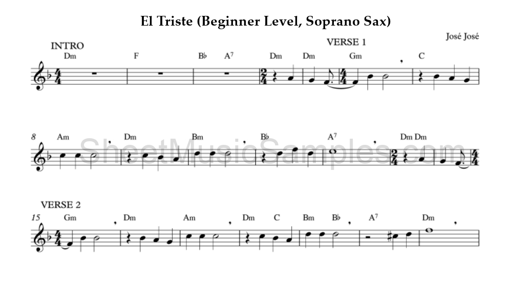 El Triste (Beginner Level, Soprano Sax)