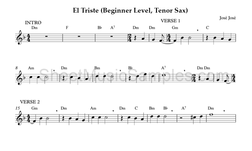 El Triste (Beginner Level, Tenor Sax)