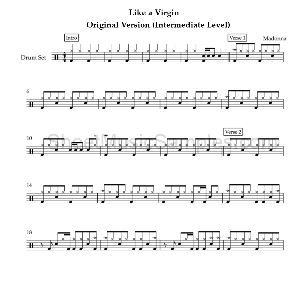 Like a Virgin - Original Version (Intermediate Level)