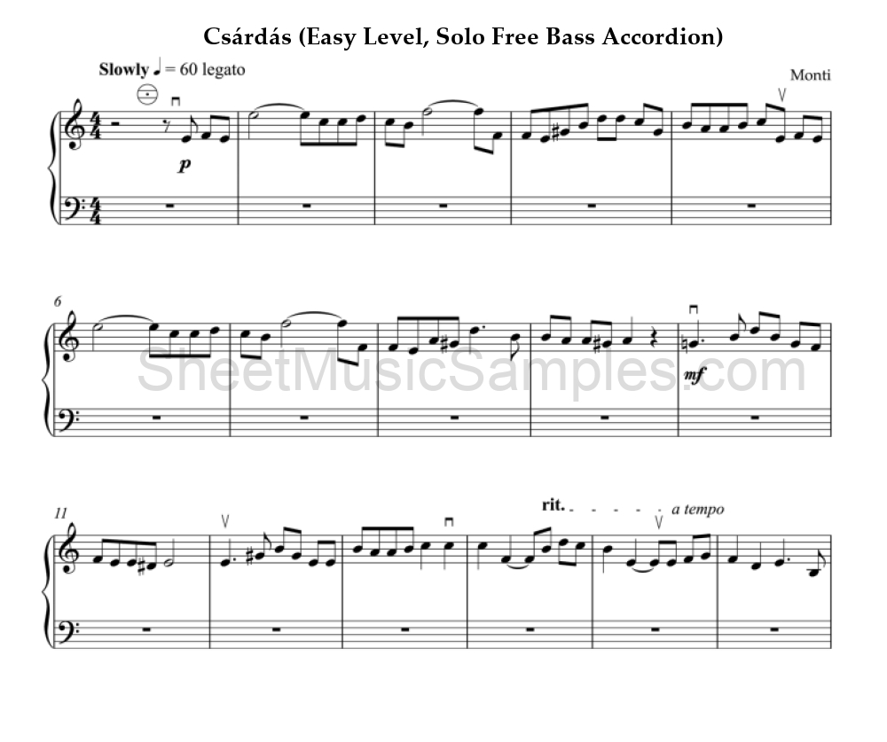 Csárdás (Easy Level, Solo Free Bass Accordion)