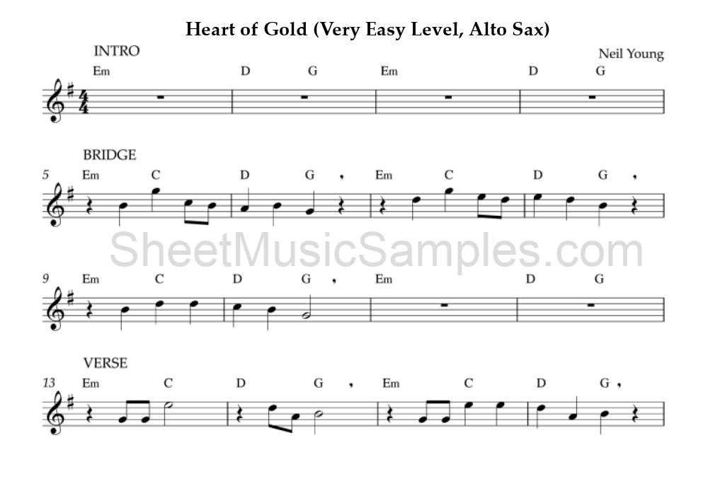 Heart of Gold (Very Easy Level, Alto Sax)