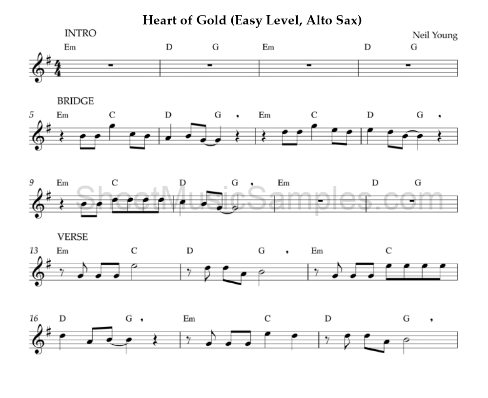 Heart of Gold (Easy Level, Alto Sax)