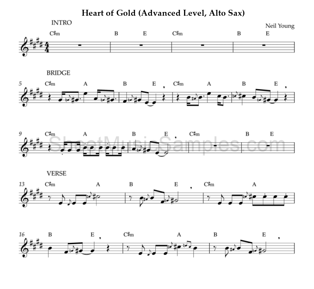 Heart of Gold (Advanced Level, Alto Sax)