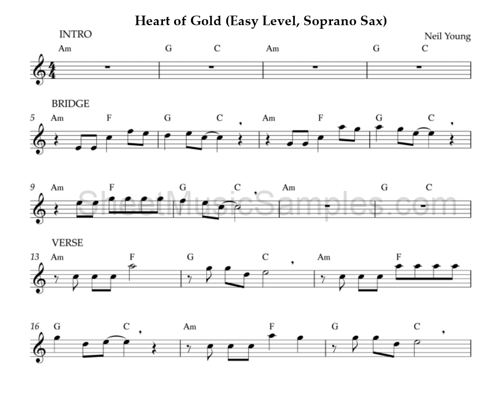 Heart of Gold (Easy Level, Soprano Sax)