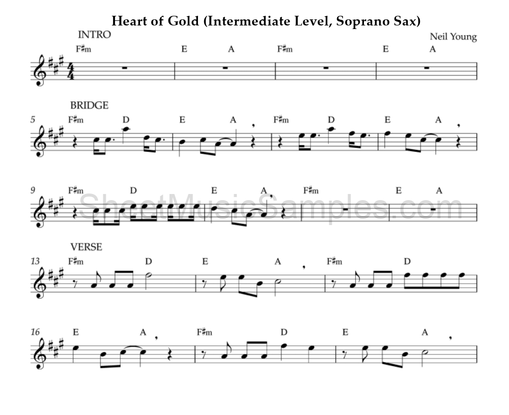 Heart of Gold (Intermediate Level, Soprano Sax)