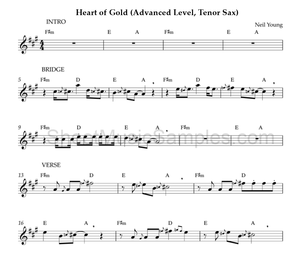 Heart of Gold (Advanced Level, Tenor Sax)