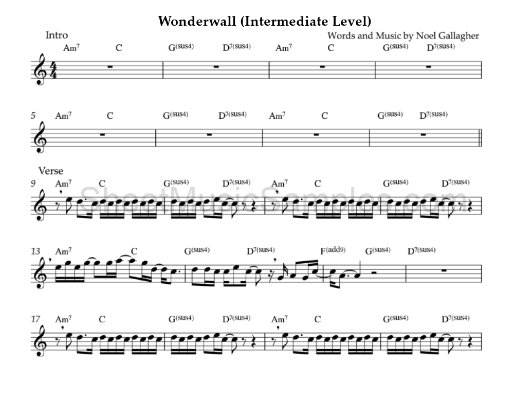 Wonderwall (Intermediate Level)