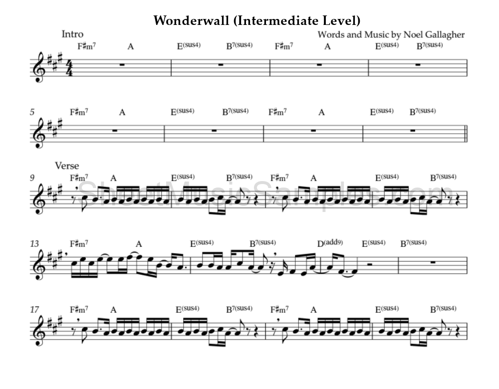 Wonderwall (Intermediate Level)