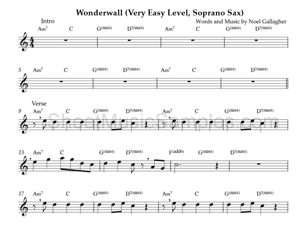 Wonderwall (Very Easy Level, Soprano Sax)