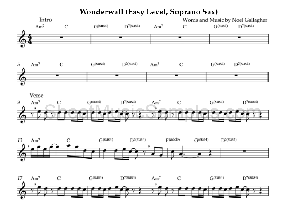 Wonderwall (Easy Level, Soprano Sax)