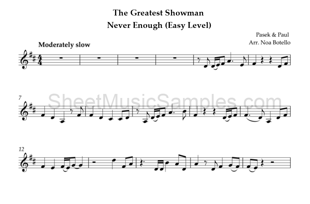 The Greatest Showman - Never Enough (Easy Level)