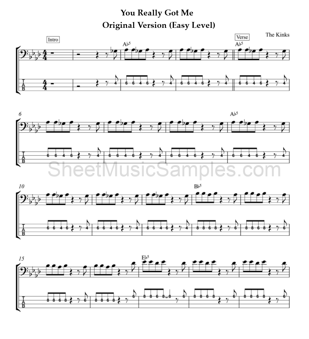 You Really Got Me - Original Version (Easy Level)