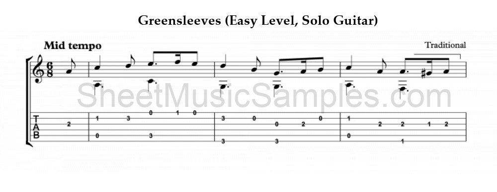 Greensleeves (Easy Level, Solo Guitar)