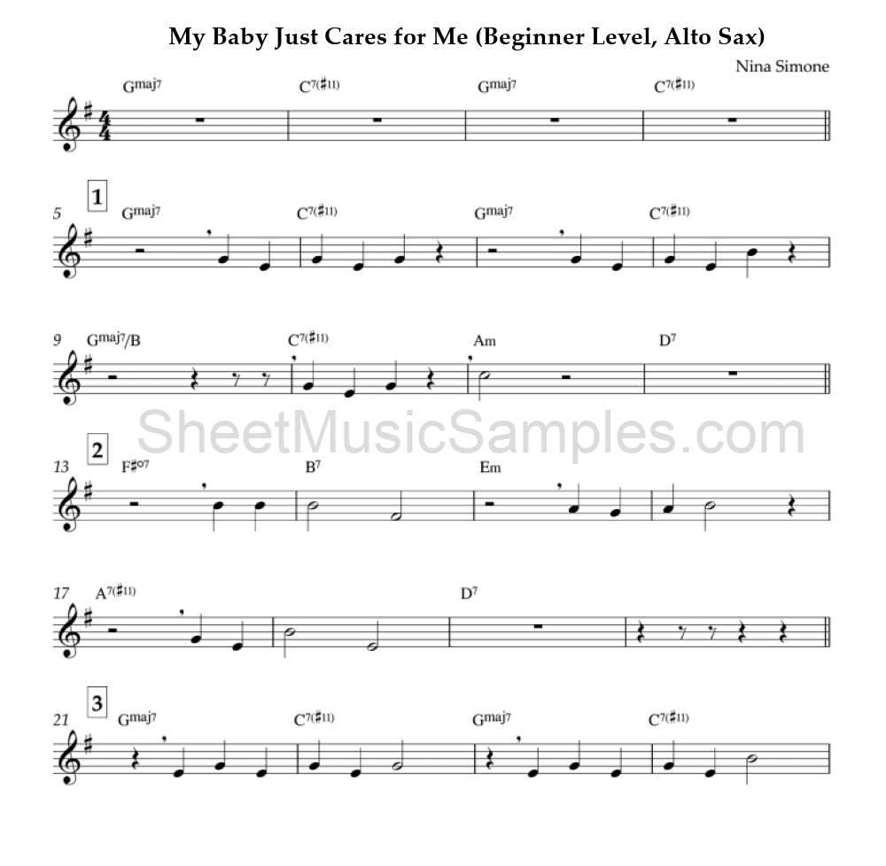 My Baby Just Cares for Me (Beginner Level, Alto Sax)