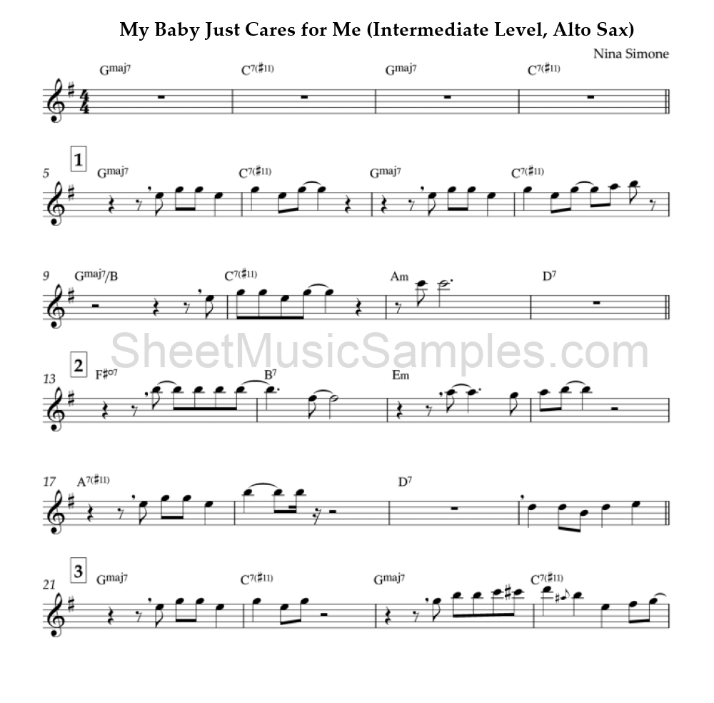 My Baby Just Cares for Me (Intermediate Level, Alto Sax)