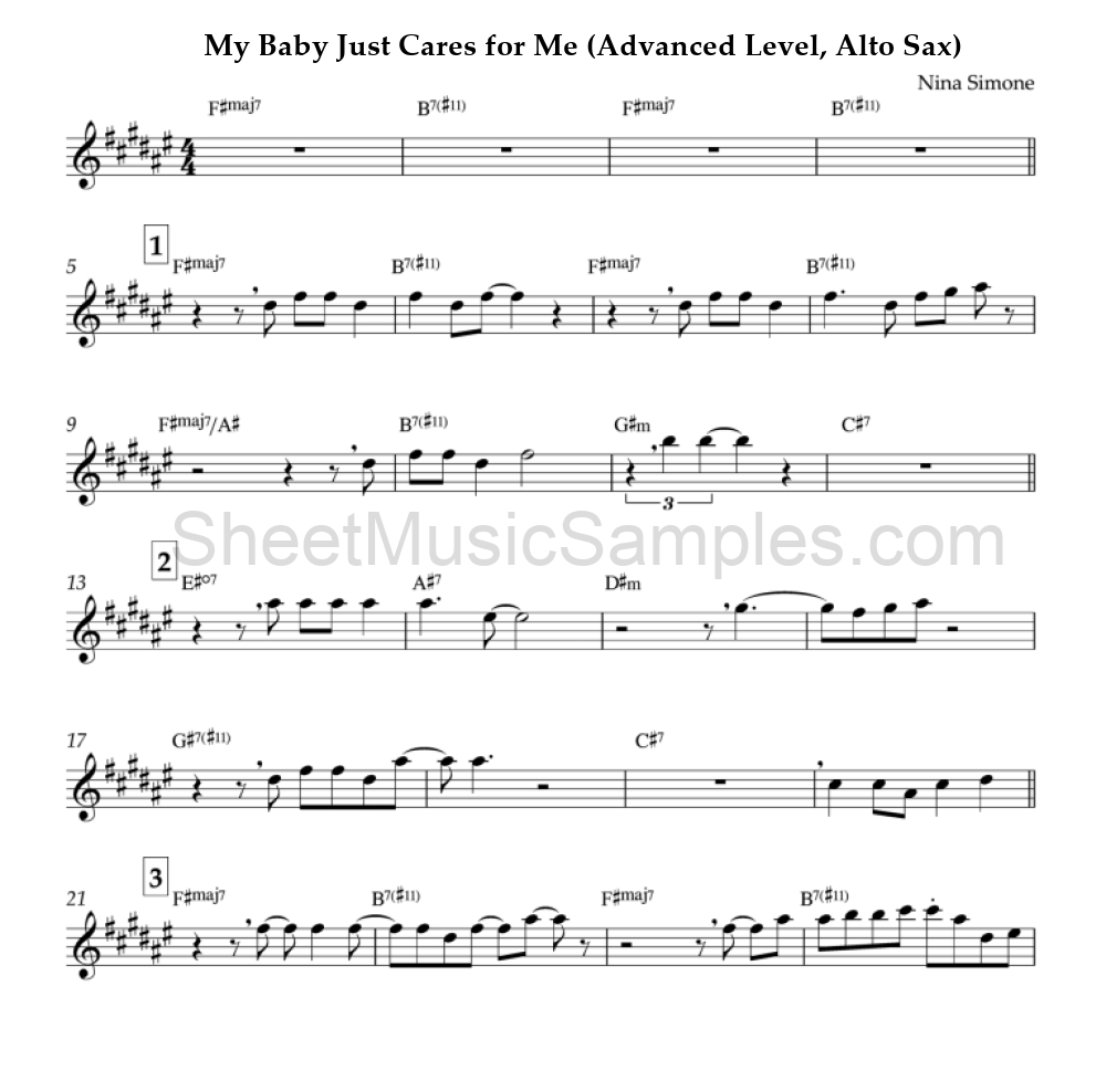 My Baby Just Cares for Me (Advanced Level, Alto Sax)