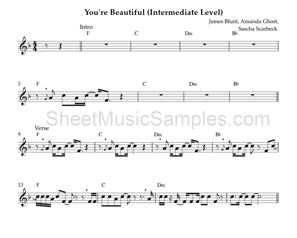 You're Beautiful (Intermediate Level)