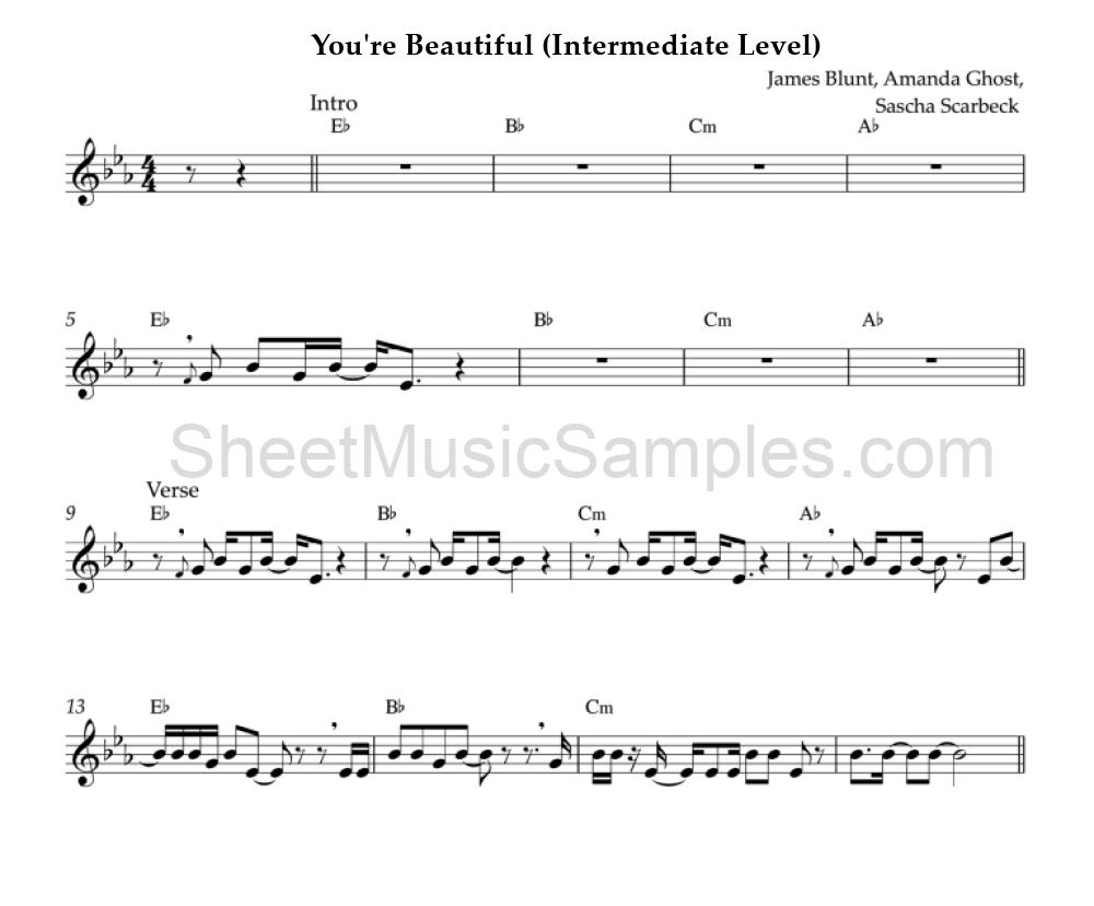 You're Beautiful (Intermediate Level)