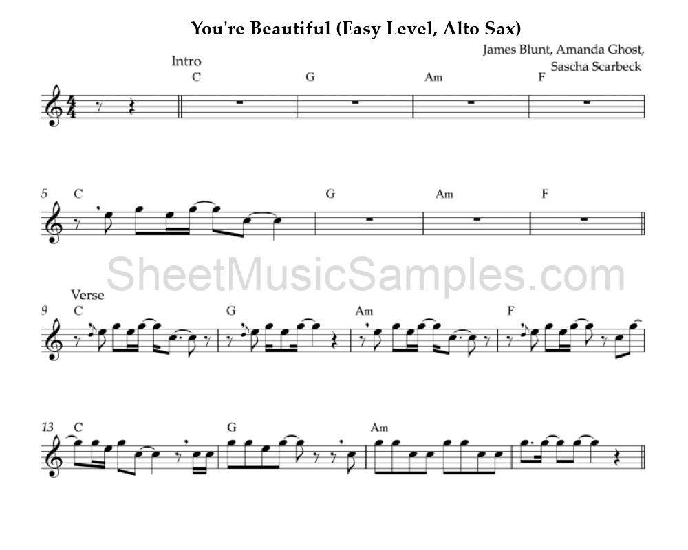 You're Beautiful (Easy Level, Alto Sax)