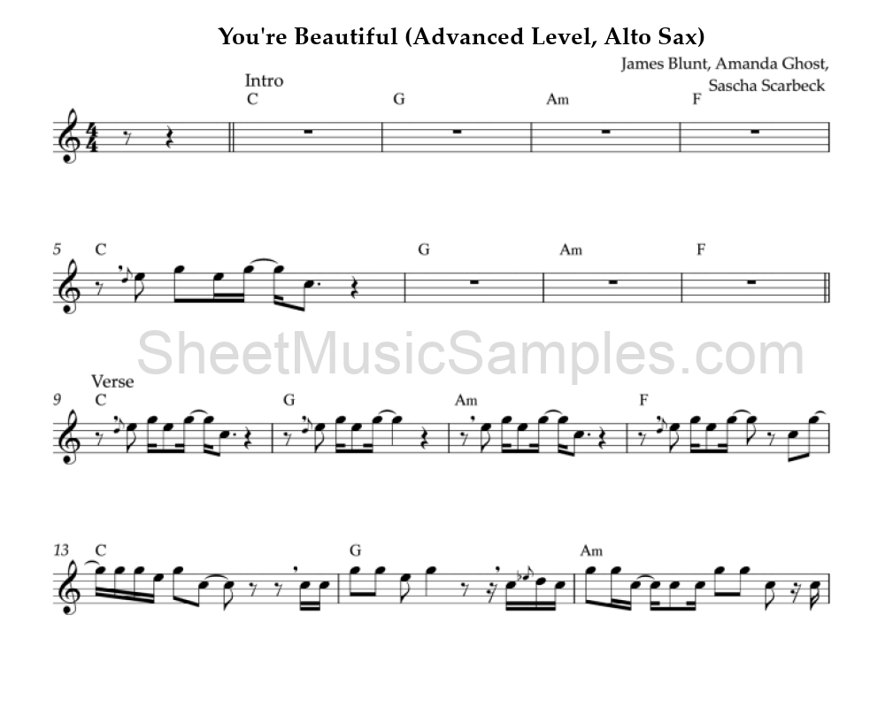 You're Beautiful (Advanced Level, Alto Sax)