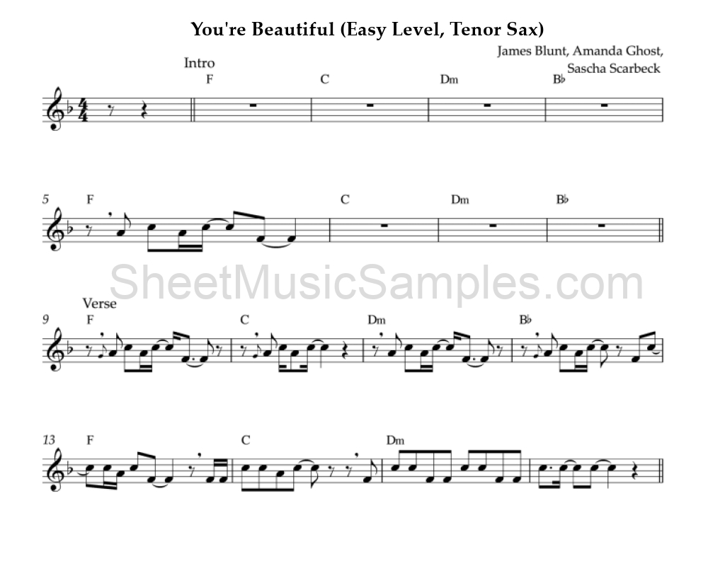 You're Beautiful (Easy Level, Tenor Sax)