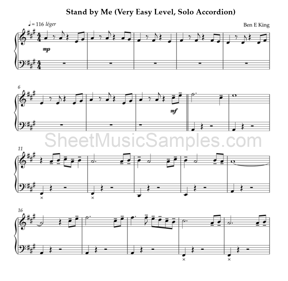 Stand by Me (Very Easy Level, Solo Accordion)