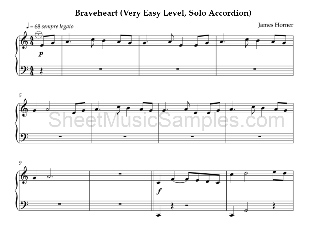 Braveheart (Very Easy Level, Solo Accordion)